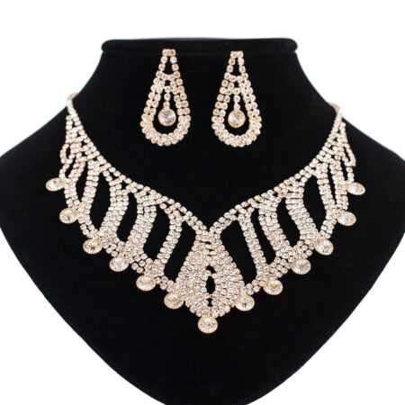 Fashionable Cross-Border Multi-Use Sparkle Diamond Earrings and Necklace with Vintage Courtly Banquet Set Chain Claw Jewelry