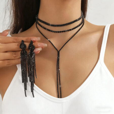 Wholesale European Style Multi-Layer Rhinestone Tassel Choker – Exaggerated Claw Chain Evening Party Necklace