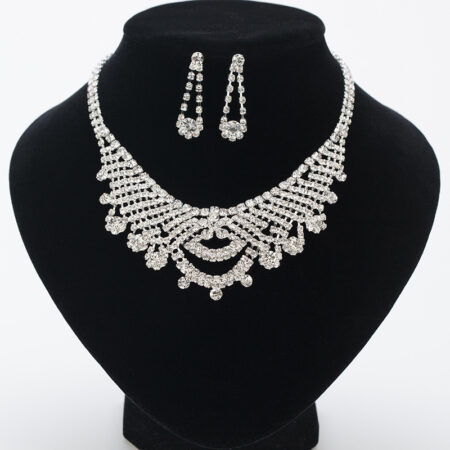 Multi-Layer Rhinestone Jewelry Set – Cross-Border Fashion Necklace & Earrings for Wedding, Banquet & Party Wear