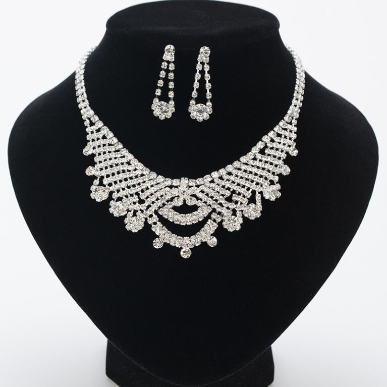 Multi-Layer Rhinestone Jewelry Set – Cross-Border Fashion Necklace & Earrings for Wedding, Banquet & Party Wear