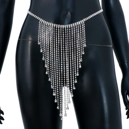 Irregular Fringe Rhinestone Waist Body Chain