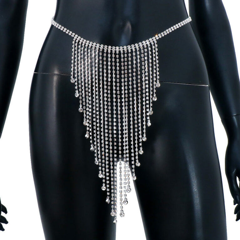 Irregular Fringe Rhinestone Waist Body Chain