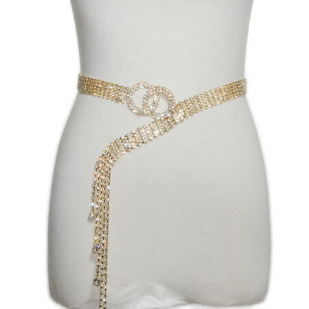 Rhinestone Buckle Crystal Waist Chain Belt for Women