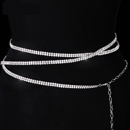 Minimalist Rhinestone Waist Chain Body Jewelry Set