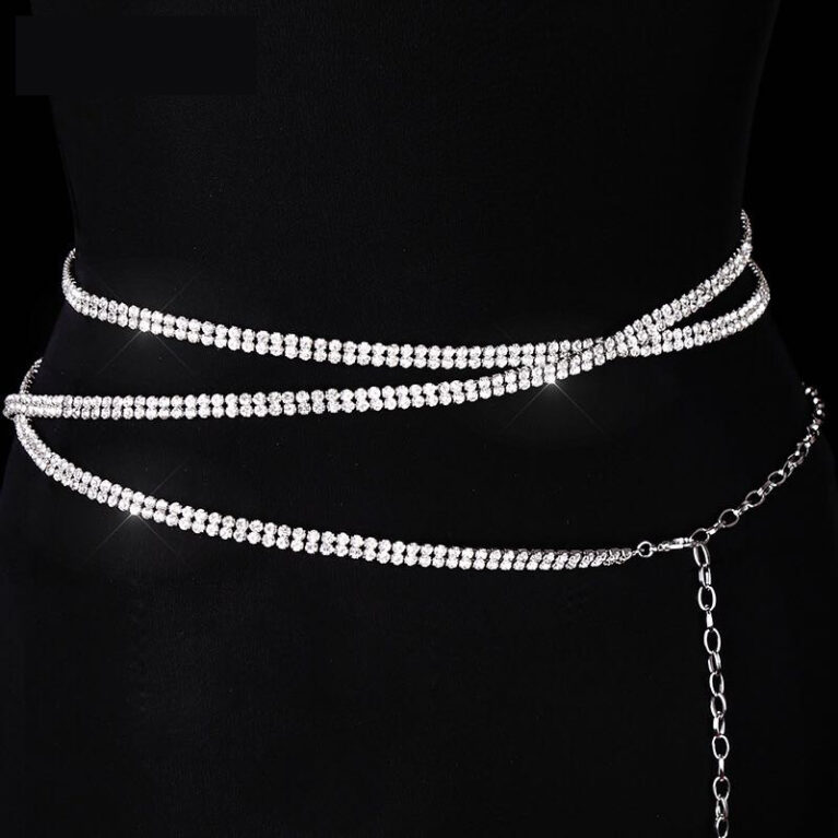 Minimalist Rhinestone Waist Chain Body Jewelry Set