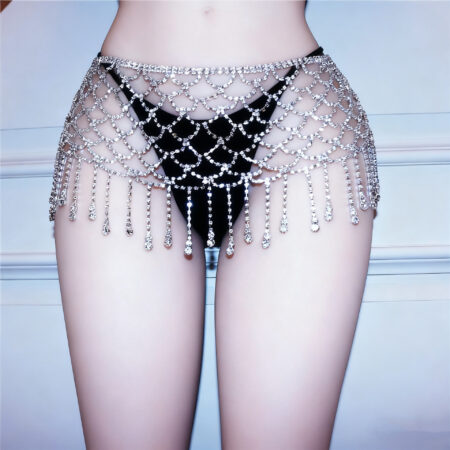 Rhinestone Mesh Sequin Midi Skirt & Body Chain | Wholesale