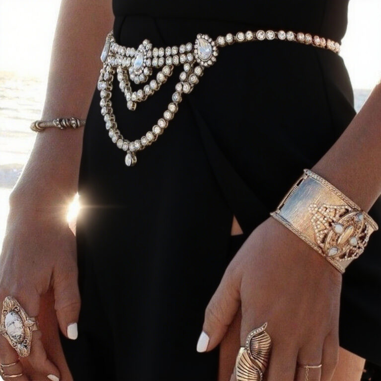 Rhinestone Gem Waist Chain Elegant Body Jewelry